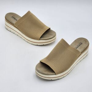 Sonoma Platform Wedge Slide Sandals Comfort Shoes Stretch Knit Tan Size 7.5